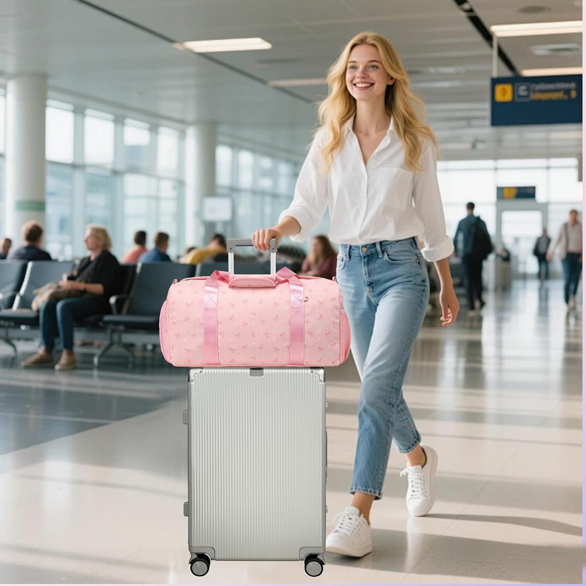 Duffle Bag for Girls Dance Ballet Travel Overnight Sports Gym Bag with Separate Dry Wet Pocket and Shoes Compartment