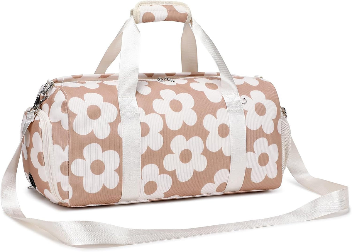 Duffle Bag for Girls Dance Ballet Travel Overnight Sports Gym Bag with Separate Dry Wet Pocket and Shoes Compartment