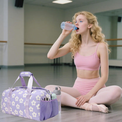 Duffle Bag for Girls Dance Ballet Travel Overnight Sports Gym Bag with Separate Dry Wet Pocket and Shoes Compartment