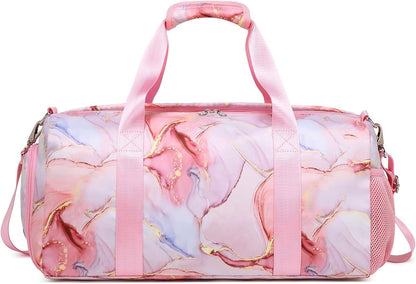 Duffle Bag for Girls Dance Ballet Travel Overnight Sports Gym Bag with Separate Dry Wet Pocket and Shoes Compartment