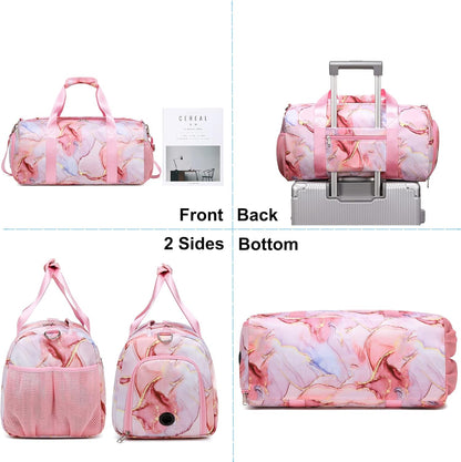 Duffle Bag for Girls Dance Ballet Travel Overnight Sports Gym Bag with Separate Dry Wet Pocket and Shoes Compartment