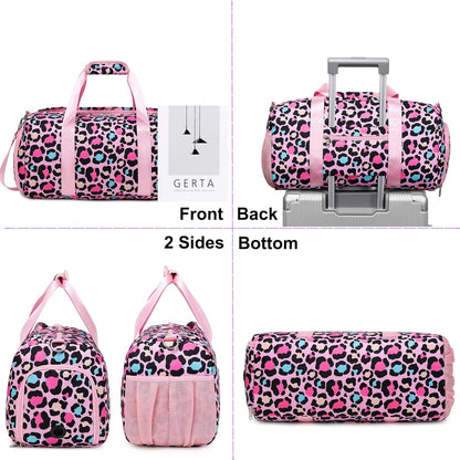 Duffle Bag for Girls Dance Ballet Travel Overnight Sports Gym Bag with Separate Dry Wet Pocket and Shoes Compartment