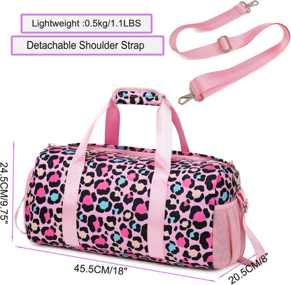 Duffle Bag for Girls Dance Ballet Travel Overnight Sports Gym Bag with Separate Dry Wet Pocket and Shoes Compartment
