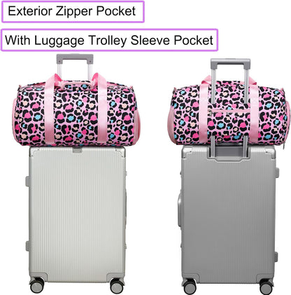 Duffle Bag for Girls Dance Ballet Travel Overnight Sports Gym Bag with Separate Dry Wet Pocket and Shoes Compartment