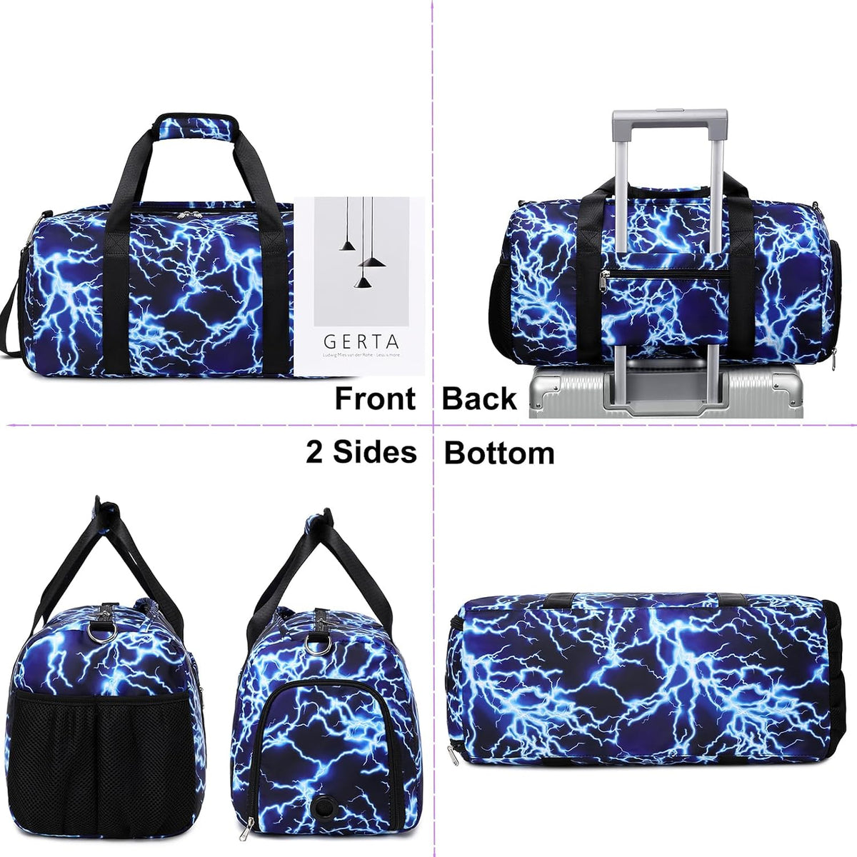 Duffle Bag for Girls Dance Ballet Travel Overnight Sports Gym Bag with Separate Dry Wet Pocket and Shoes Compartment