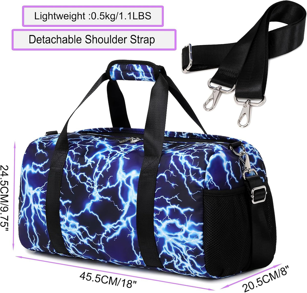 Duffle Bag for Girls Dance Ballet Travel Overnight Sports Gym Bag with Separate Dry Wet Pocket and Shoes Compartment