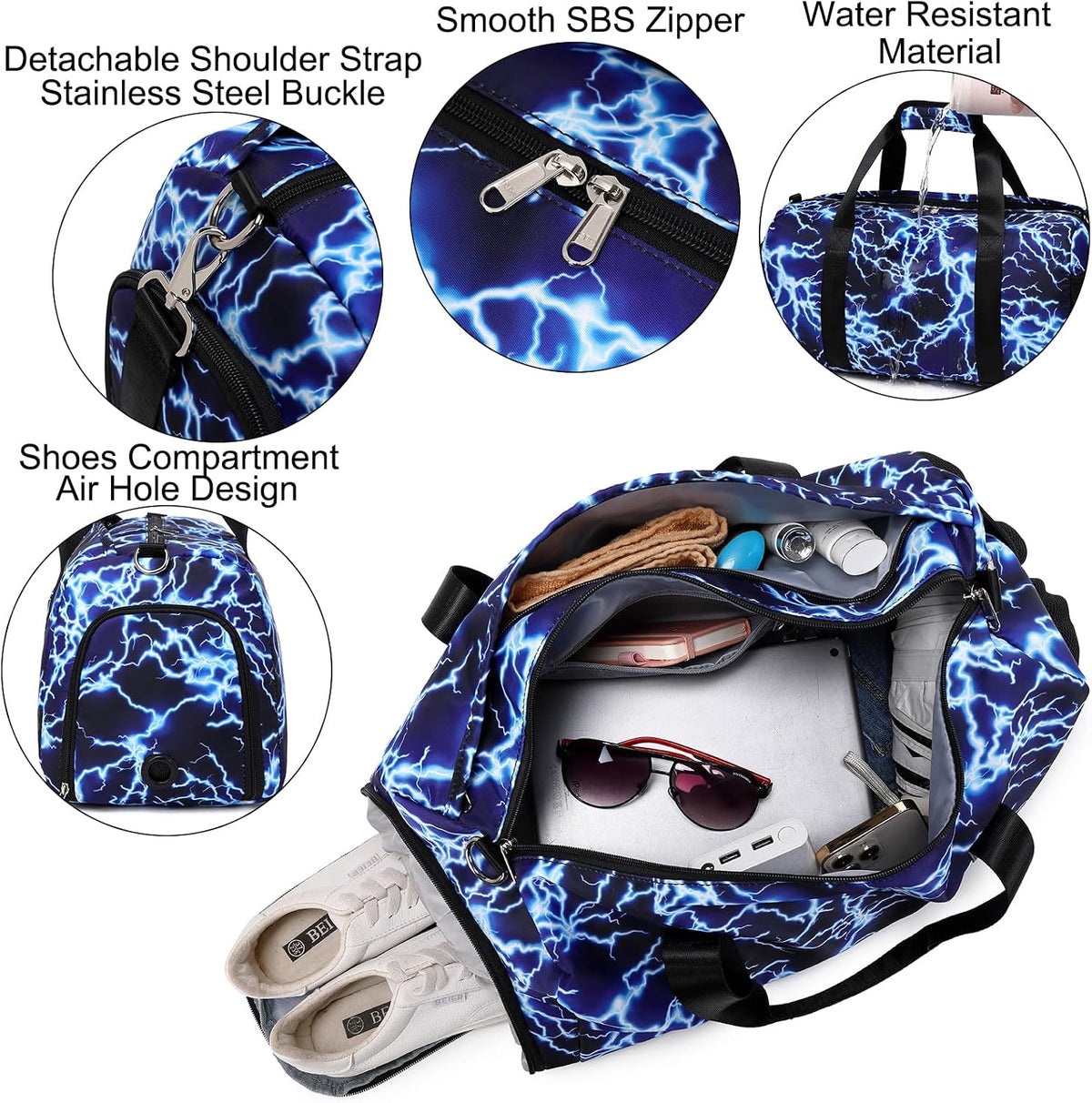 Duffle Bag for Girls Dance Ballet Travel Overnight Sports Gym Bag with Separate Dry Wet Pocket and Shoes Compartment
