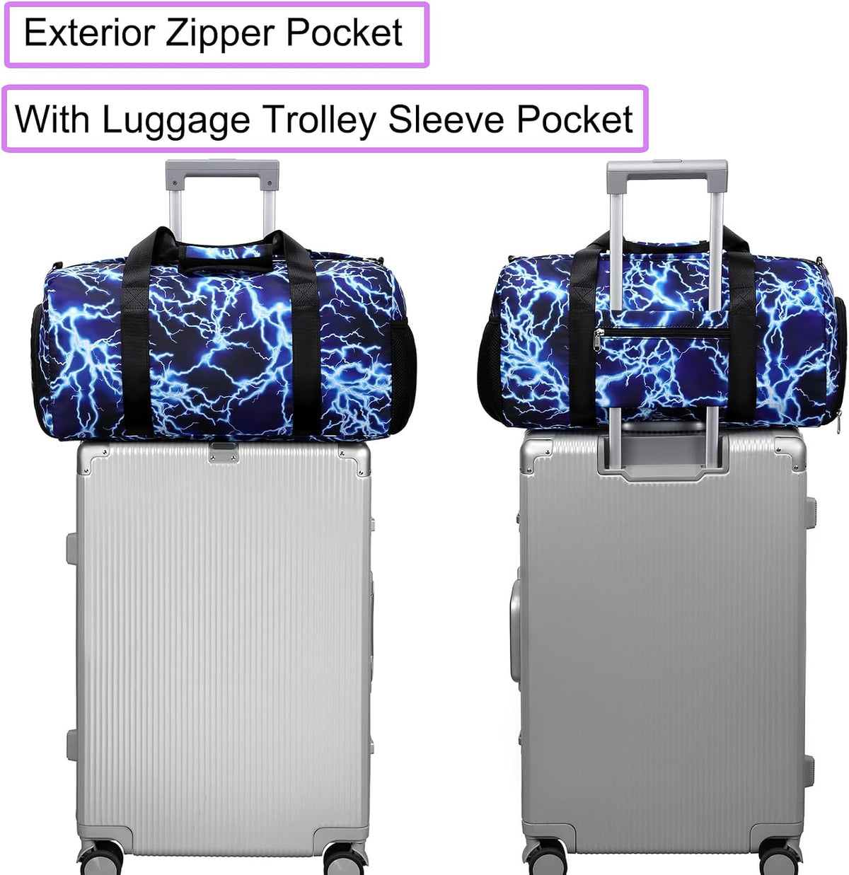 Duffle Bag for Girls Dance Ballet Travel Overnight Sports Gym Bag with Separate Dry Wet Pocket and Shoes Compartment