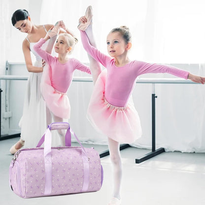 Duffle Bag for Girls Dance Ballet Travel Overnight Sports Gym Bag with Separate Dry Wet Pocket and Shoes Compartment