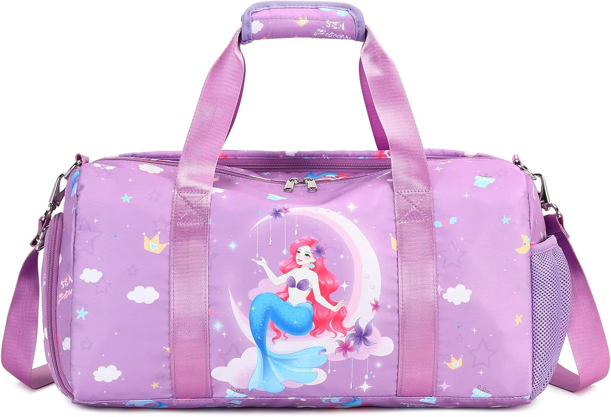 Duffle Bag for Girls Dance Ballet Travel Overnight Sports Gym Bag with Separate Dry Wet Pocket and Shoes Compartment
