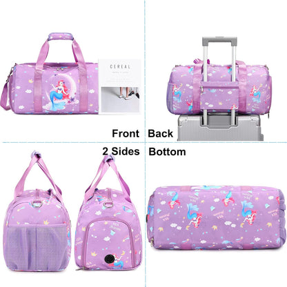 Duffle Bag for Girls Dance Ballet Travel Overnight Sports Gym Bag with Separate Dry Wet Pocket and Shoes Compartment
