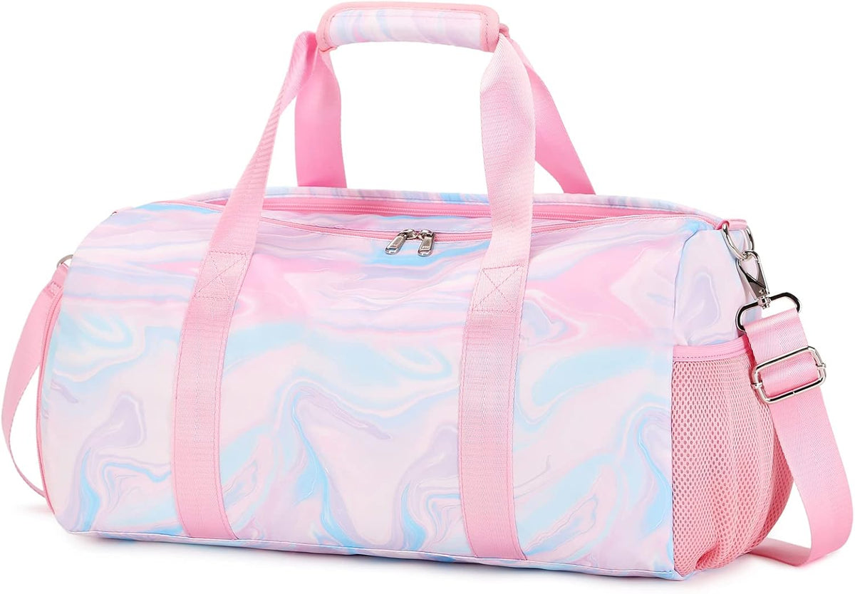 Duffle Bag for Girls Dance Ballet Travel Overnight Sports Gym Bag with Separate Dry Wet Pocket and Shoes Compartment