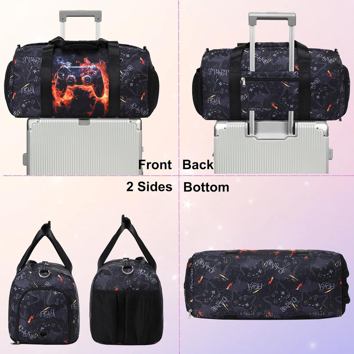 Duffle Bag for Girls Dance Ballet Travel Overnight Sports Gym Bag with Separate Dry Wet Pocket and Shoes Compartment