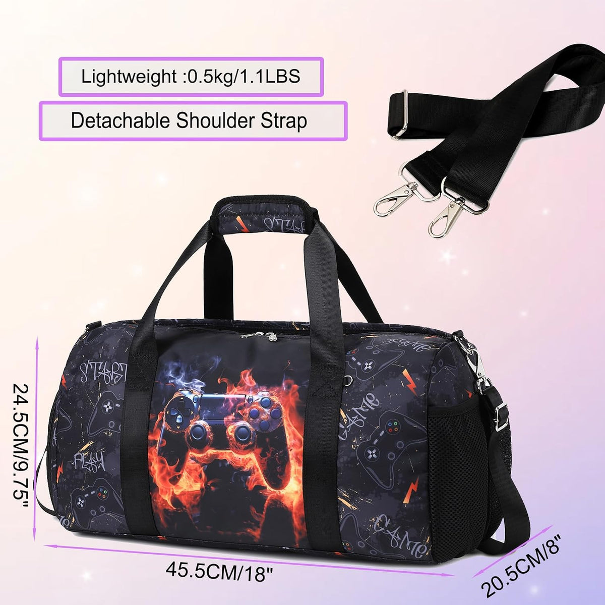 Duffle Bag for Girls Dance Ballet Travel Overnight Sports Gym Bag with Separate Dry Wet Pocket and Shoes Compartment