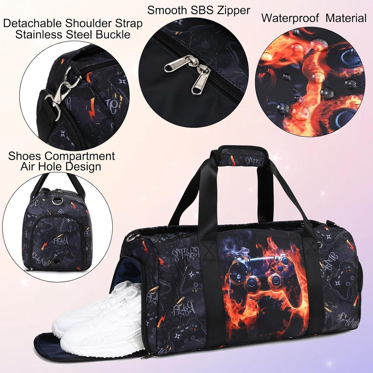 Duffle Bag for Girls Dance Ballet Travel Overnight Sports Gym Bag with Separate Dry Wet Pocket and Shoes Compartment