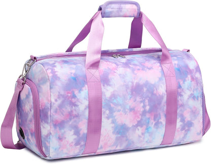 Duffle Bag for Girls Dance Ballet Travel Overnight Sports Gym Bag with Separate Dry Wet Pocket and Shoes Compartment