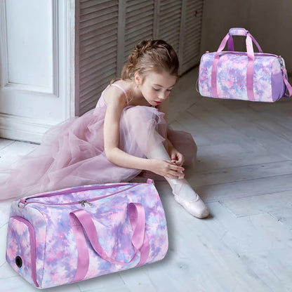 Duffle Bag for Girls Dance Ballet Travel Overnight Sports Gym Bag with Separate Dry Wet Pocket and Shoes Compartment