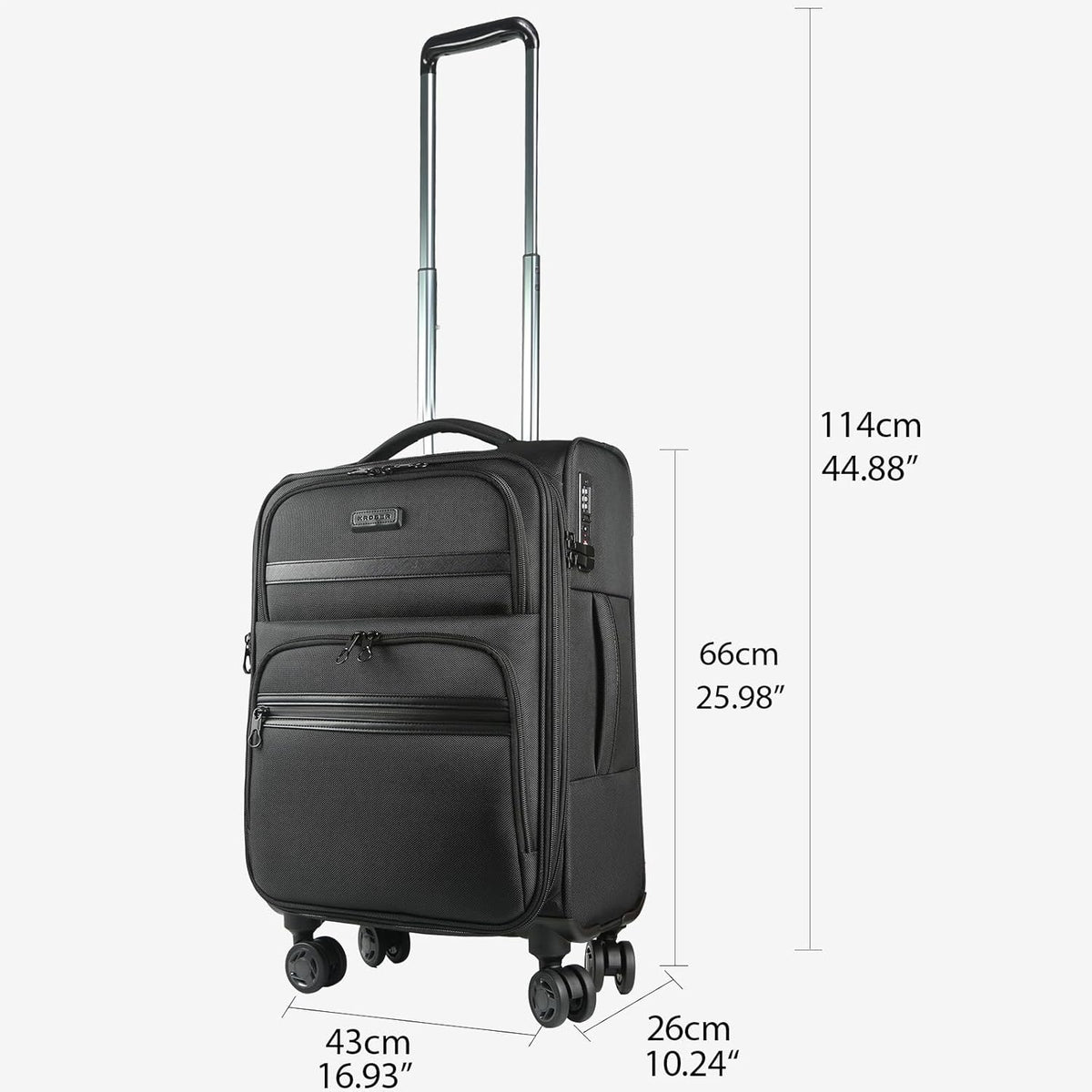 Softside Expandable Carry On Luggage with Front Business Pockets，20 Inch Suitcases with Spinner Wheels & Built-in TSA Lock, Durable Suitcase Rolling Luggage with USB Port, Haze Blue