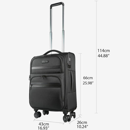 Softside Expandable Carry On Luggage with Front Business Pockets，20 Inch Suitcases with Spinner Wheels & Built-in TSA Lock, Durable Suitcase Rolling Luggage with USB Port, Haze Blue