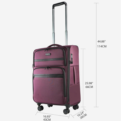 Softside Expandable Carry On Luggage with Front Business Pockets，20 Inch Suitcases with Spinner Wheels & Built-in TSA Lock, Durable Suitcase Rolling Luggage with USB Port, Haze Blue
