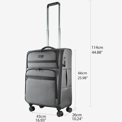 Softside Expandable Carry On Luggage with Front Business Pockets，20 Inch Suitcases with Spinner Wheels & Built-in TSA Lock, Durable Suitcase Rolling Luggage with USB Port, Haze Blue