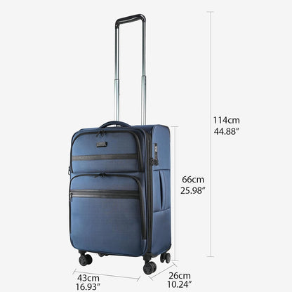 Softside Expandable Carry On Luggage with Front Business Pockets，20 Inch Suitcases with Spinner Wheels & Built-in TSA Lock, Durable Suitcase Rolling Luggage with USB Port, Haze Blue