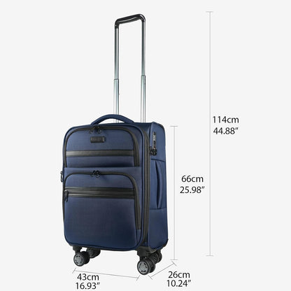 Softside Expandable Carry On Luggage with Front Business Pockets，20 Inch Suitcases with Spinner Wheels & Built-in TSA Lock, Durable Suitcase Rolling Luggage with USB Port, Haze Blue