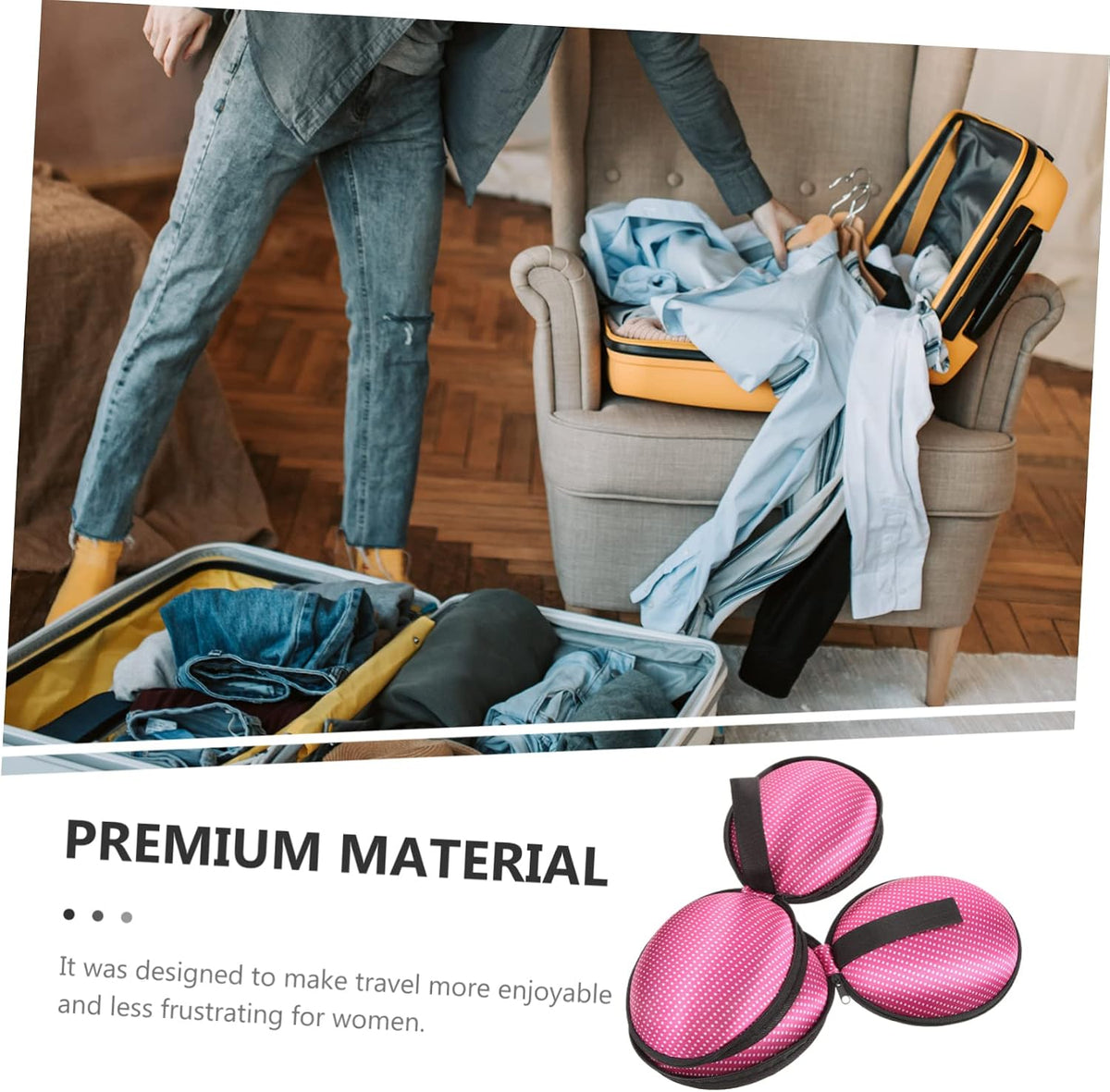 2Pcs Travel Organizer Bag Portable Underwear Storage Case Nylon Lingerie Pouch for Invisible Bras Compact Travel Accessory with Strap for Easy Carrying and Privacy