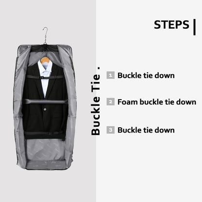 Garment Bags for Travel, Large Carry on Garment Bag for Business | Waterproof, Hanging Suit Luggage Bag, For Men Women, Wrinkle Free Suitcase, Cover For Shirts Dresses Coats, Strap, Black