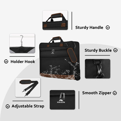 Garment Bags for Travel, Large Carry on Garment Bag for Business | Waterproof, Hanging Suit Luggage Bag, For Men Women, Wrinkle Free Suitcase, Cover For Shirts Dresses Coats, Strap, Black