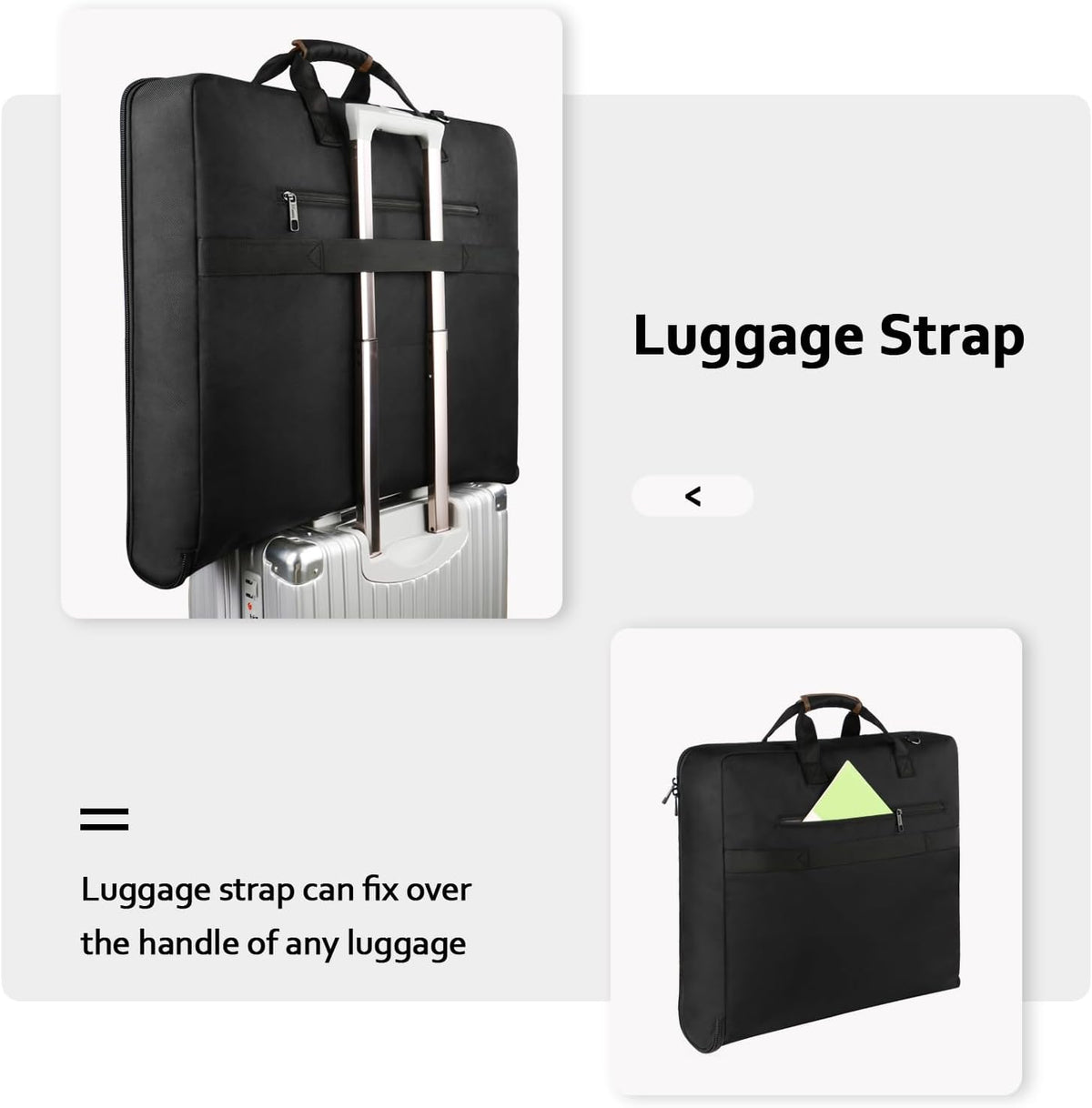 Garment Bags for Travel, Large Carry on Garment Bag for Business | Waterproof, Hanging Suit Luggage Bag, For Men Women, Wrinkle Free Suitcase, Cover For Shirts Dresses Coats, Strap, Black