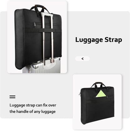 Garment Bags for Travel, Large Carry on Garment Bag for Business | Waterproof, Hanging Suit Luggage Bag, For Men Women, Wrinkle Free Suitcase, Cover For Shirts Dresses Coats, Strap, Black
