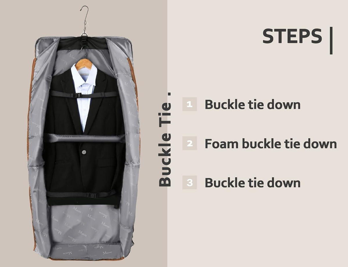Garment Bags for Travel, Large Carry on Garment Bag for Business | Waterproof, Hanging Suit Luggage Bag, For Men Women, Wrinkle Free Suitcase, Cover For Shirts Dresses Coats, Strap, Black