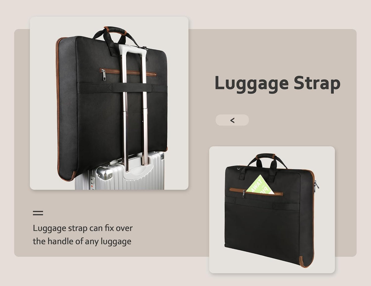 Garment Bags for Travel, Large Carry on Garment Bag for Business | Waterproof, Hanging Suit Luggage Bag, For Men Women, Wrinkle Free Suitcase, Cover For Shirts Dresses Coats, Strap, Black