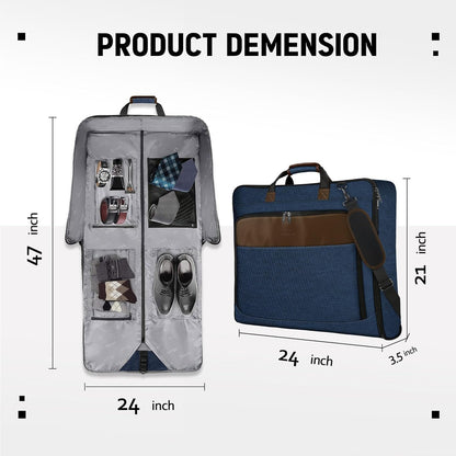 Garment Bags for Travel, Large Carry on Garment Bag for Business | Waterproof, Hanging Suit Luggage Bag, For Men Women, Wrinkle Free Suitcase, Cover For Shirts Dresses Coats, Strap, Black
