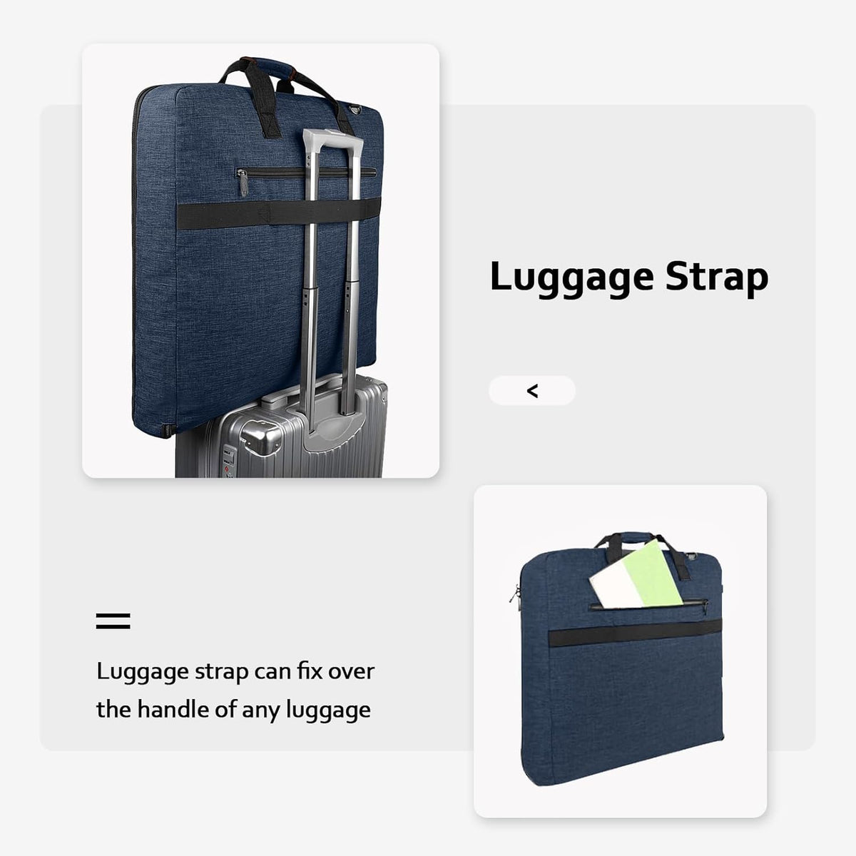 Garment Bags for Travel, Large Carry on Garment Bag for Business | Waterproof, Hanging Suit Luggage Bag, For Men Women, Wrinkle Free Suitcase, Cover For Shirts Dresses Coats, Strap, Black