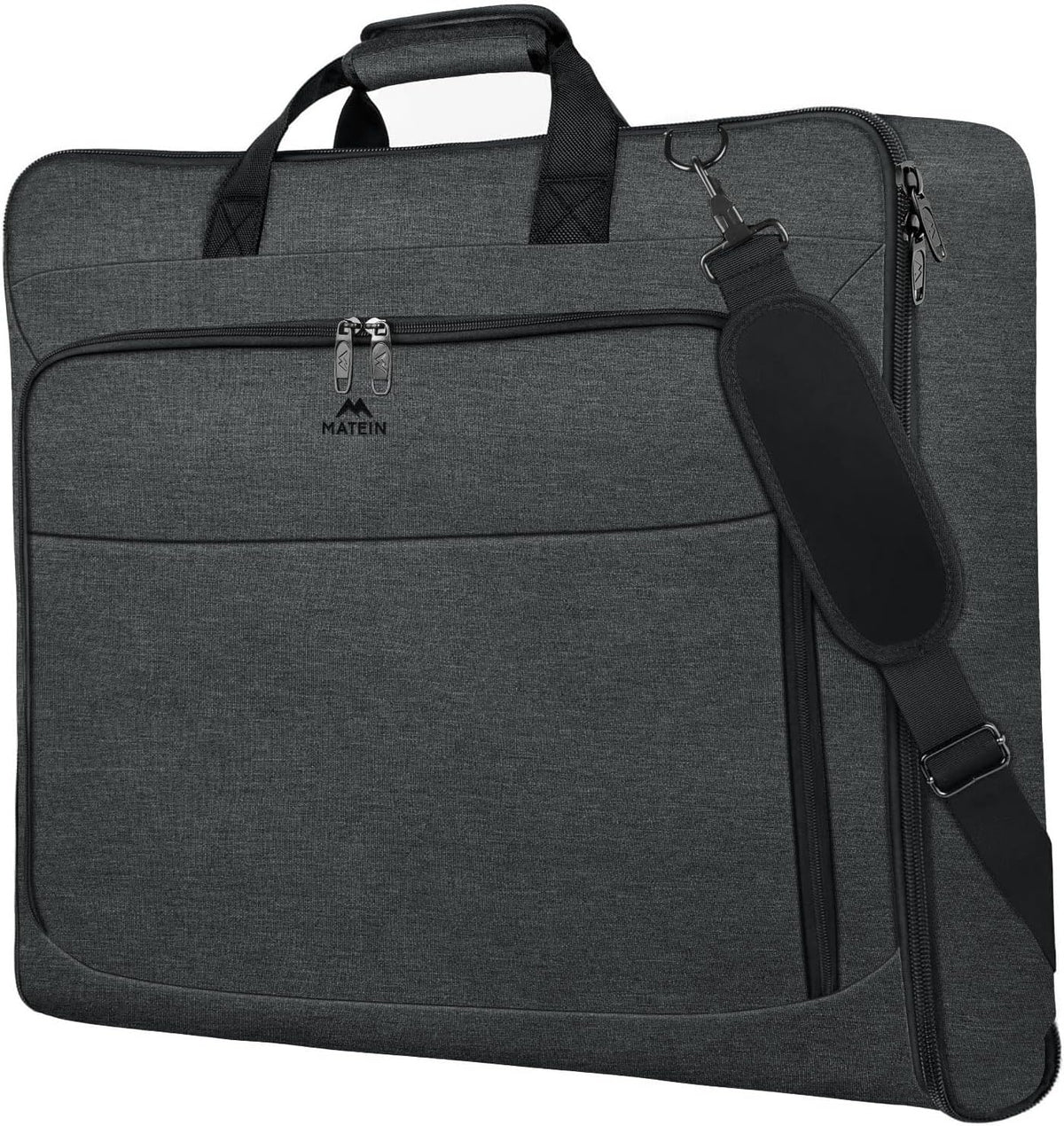 Garment Bags for Travel, Large Carry on Garment Bag for Business | Waterproof, Hanging Suit Luggage Bag, For Men Women, Wrinkle Free Suitcase, Cover For Shirts Dresses Coats, Strap, Black