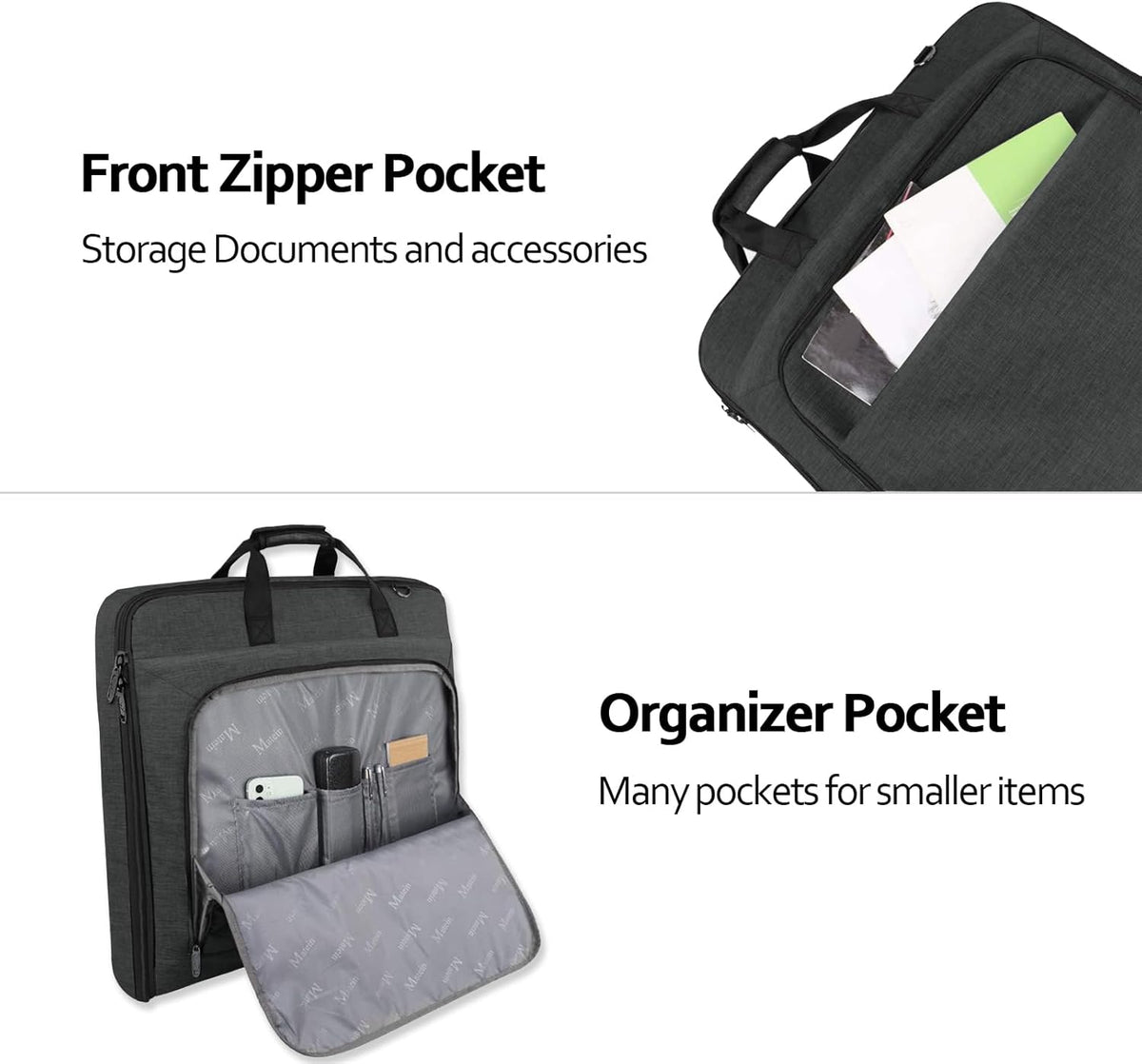 Garment Bags for Travel, Large Carry on Garment Bag for Business | Waterproof, Hanging Suit Luggage Bag, For Men Women, Wrinkle Free Suitcase, Cover For Shirts Dresses Coats, Strap, Black