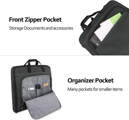 Garment Bags for Travel, Large Carry on Garment Bag for Business | Waterproof, Hanging Suit Luggage Bag, For Men Women, Wrinkle Free Suitcase, Cover For Shirts Dresses Coats, Strap, Black