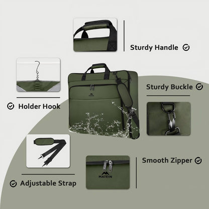 Garment Bags for Travel, Large Carry on Garment Bag for Business | Waterproof, Hanging Suit Luggage Bag, For Men Women, Wrinkle Free Suitcase, Cover For Shirts Dresses Coats, Strap, Black