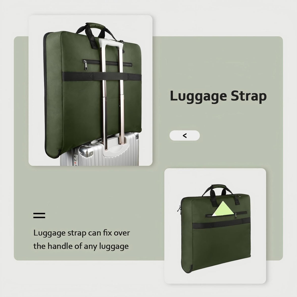 Garment Bags for Travel, Large Carry on Garment Bag for Business | Waterproof, Hanging Suit Luggage Bag, For Men Women, Wrinkle Free Suitcase, Cover For Shirts Dresses Coats, Strap, Black