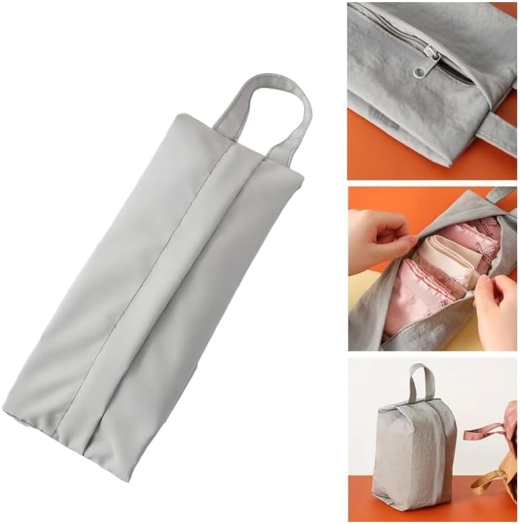Travel Underwear Organizer, Clothing and Toiletries Pouch (Beige + Gray)