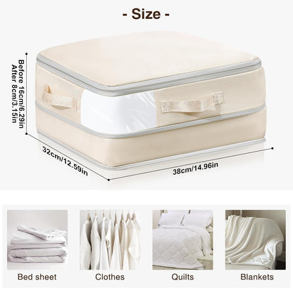 Clothes Storage Bag, 19L Compression Storage Bags for Sweater, Closet, Sheet Storage Organizer with Window Handle, Compression Packing Cubes Space Saver Storage Bags with Zipper