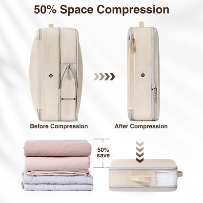 Clothes Storage Bag, 19L Compression Storage Bags for Sweater, Closet, Sheet Storage Organizer with Window Handle, Compression Packing Cubes Space Saver Storage Bags with Zipper