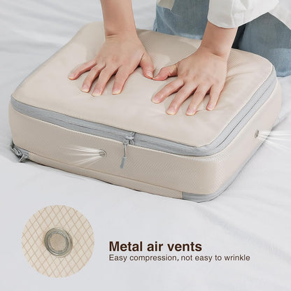 Clothes Storage Bag, 19L Compression Storage Bags for Sweater, Closet, Sheet Storage Organizer with Window Handle, Compression Packing Cubes Space Saver Storage Bags with Zipper