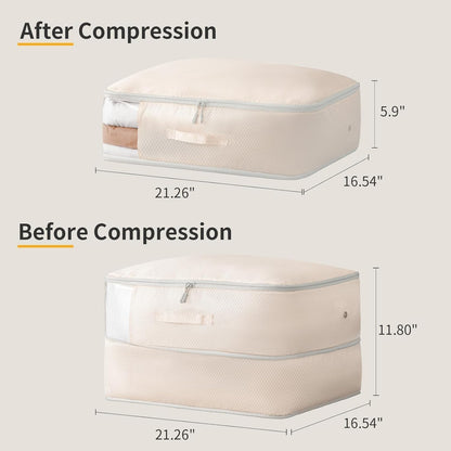 Clothes Storage Bag, 19L Compression Storage Bags for Sweater, Closet, Sheet Storage Organizer with Window Handle, Compression Packing Cubes Space Saver Storage Bags with Zipper