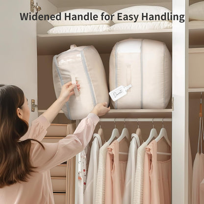 Clothes Storage Bag, 19L Compression Storage Bags for Sweater, Closet, Sheet Storage Organizer with Window Handle, Compression Packing Cubes Space Saver Storage Bags with Zipper