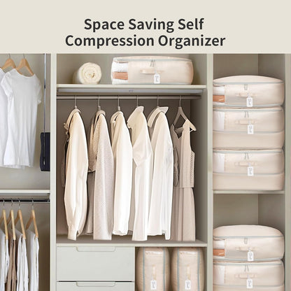 Clothes Storage Bag, 19L Compression Storage Bags for Sweater, Closet, Sheet Storage Organizer with Window Handle, Compression Packing Cubes Space Saver Storage Bags with Zipper