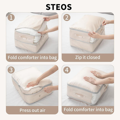 Clothes Storage Bag, 19L Compression Storage Bags for Sweater, Closet, Sheet Storage Organizer with Window Handle, Compression Packing Cubes Space Saver Storage Bags with Zipper