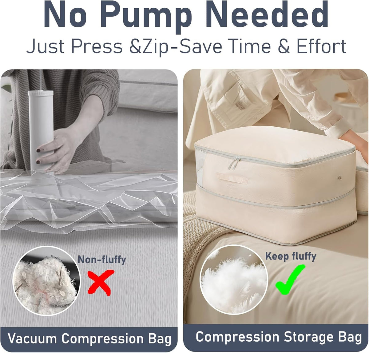 Clothes Storage Bag, 19L Compression Storage Bags for Sweater, Closet, Sheet Storage Organizer with Window Handle, Compression Packing Cubes Space Saver Storage Bags with Zipper